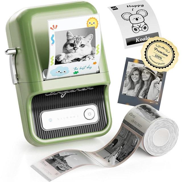 NIIMBOT Sticker Printer, B21 Pro Portabel Sticker Maker, Bluetooth Label Maker, 300DPI HD Label Printer for Photos, Notes, Study Graphics, Memo Maker,50x30mm Label,230Pcs(Green)