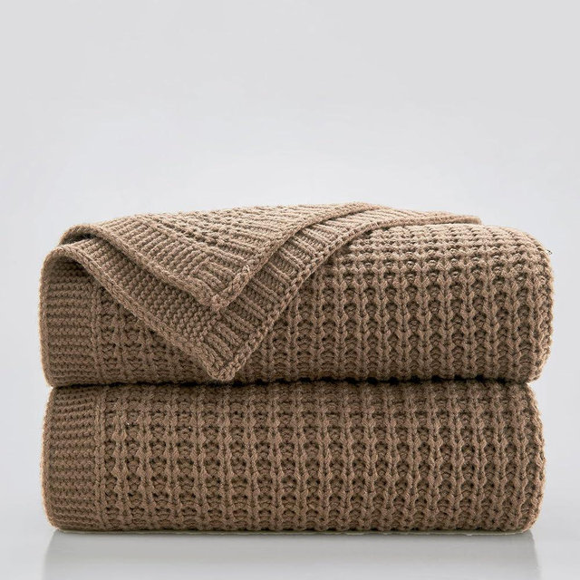 Douceur Light Brown Throw Blanket for Couch, Soft Chunky Cable Knit Throw Blanket, Classic Fisherman's Rib Stitch Pattern Throw for Living Room Gift, 50"X60"