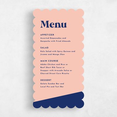Orange Scalloped Wedding Menu - Zesty