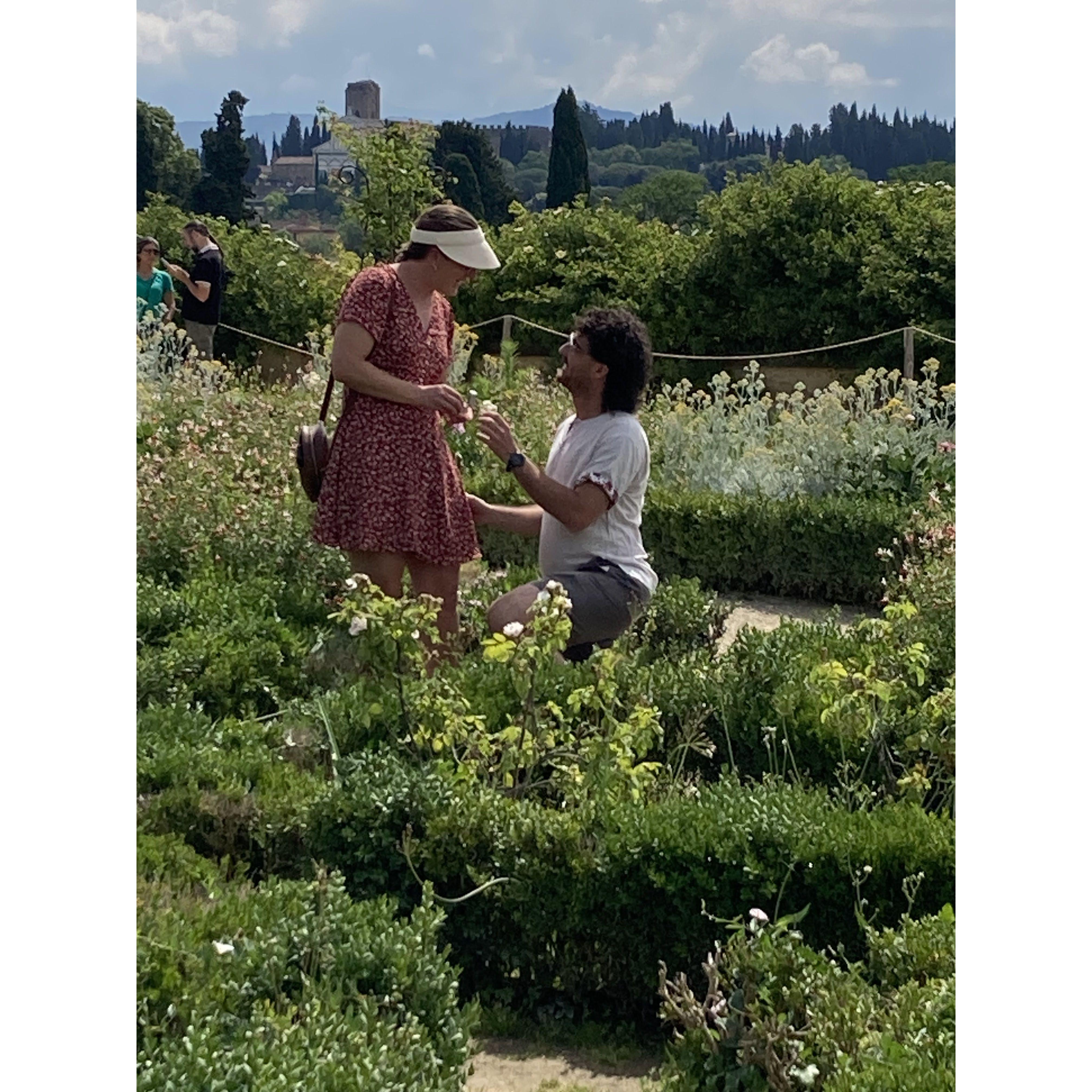 Saying yes at the Boboli Gardens in Florence!