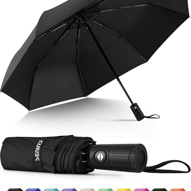 Seniny Windproof Travel Umbrella, Automatic Umbrellas for Rain, Portable & Compact Umbrellas for Backpack, Strong UV for Protection, Folding Small Sun Umbrella for Car, Walking