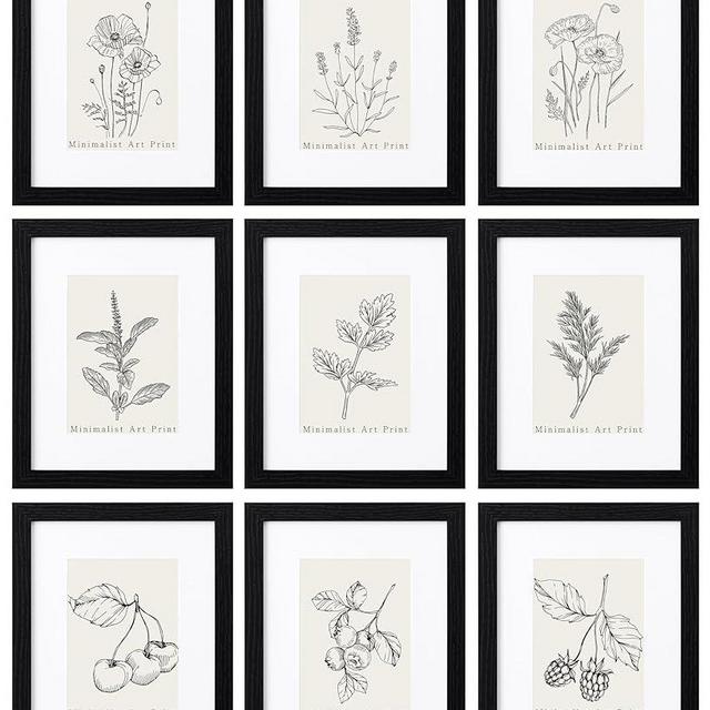 eletecpro 8x10 Picture Frames Set of 9 Classic Gallery Wall Frame Set, Displays 5x7 with Mat or 8x10 No Mat, Picture Frames Collage Wall Decor, Black Frames for Home Decor