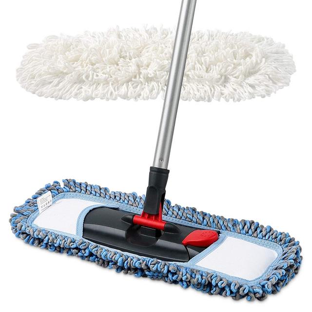 CLEANHOME Dust Mop for Floor Cleaning Microfiber Professional Dry Wet Flat Mops for Tile Floors with a Extra Chenille Refill Mopping Pad for Hardwood,Tile,Marble Floor