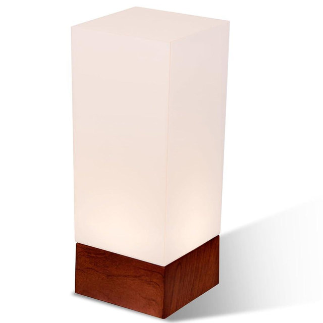 Enlighten Shabbos Lamp – Kosher Lamp for Shabbat & Yom Tov, Square LED Dimmable Wood-Color Table Nightlight for Bedroom & Living Room – 75W Equivalent, 730 Lumens, 3500K