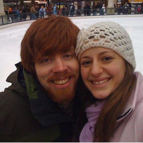 Our first photo together in 2010 at the Pritzker Pavillian outdoor skating rink in Chicago's Millenium Park.