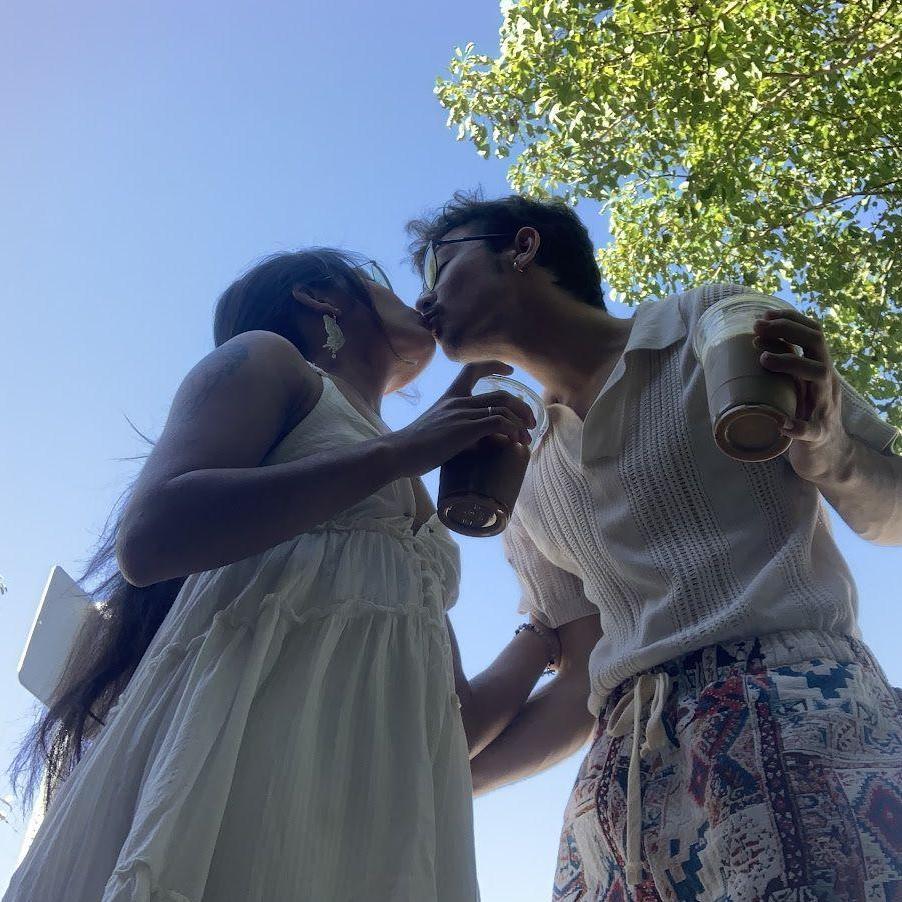 A little kiss on a walk!