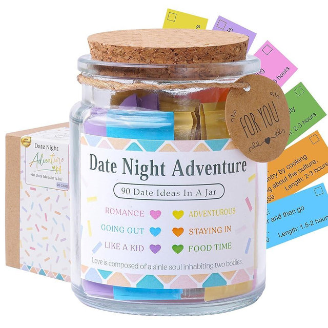 90 Unique Date Ideas in a Jar, Fun Wedding Gift, Romantic Engagement Gift for Couples, Thoughtful Bridal Shower, Date Night Game for Him or Her