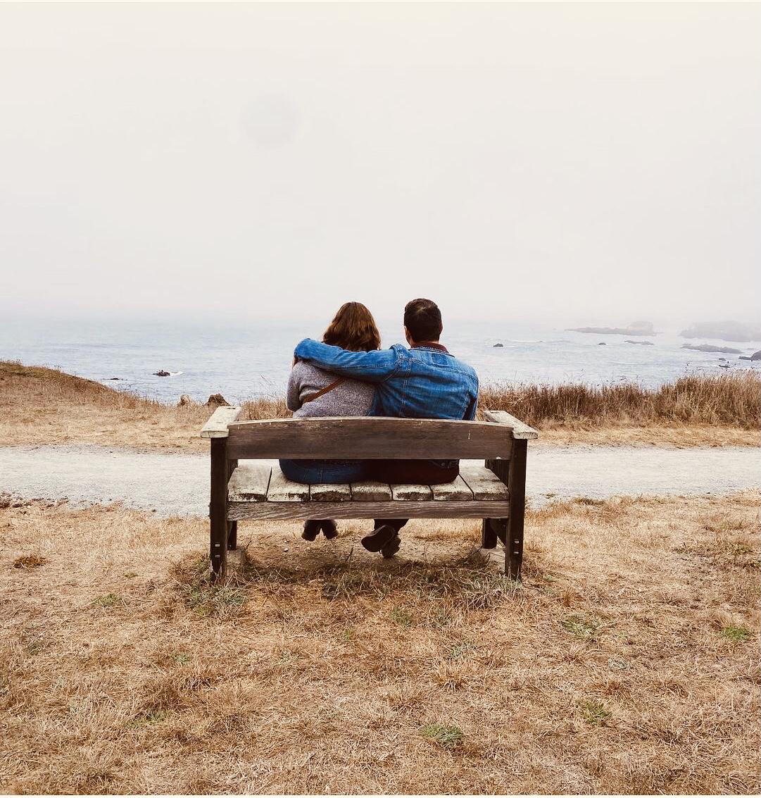 A romantic moment by the sea