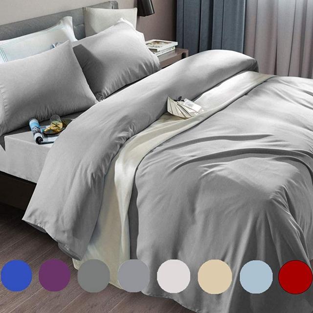 SONORO KATE Bed Sheet Set Super Soft Microfiber 1800 Thread Count Luxury Egyptian Sheets Fit 18-24 Inch Deep Pocket Mattress Wrinkle and Hypoallergenic-6 Piece (Grey, King)