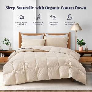 Puredown All Season 100% Organic Cotton Down Duvet Insert Medium Warmth Comforter