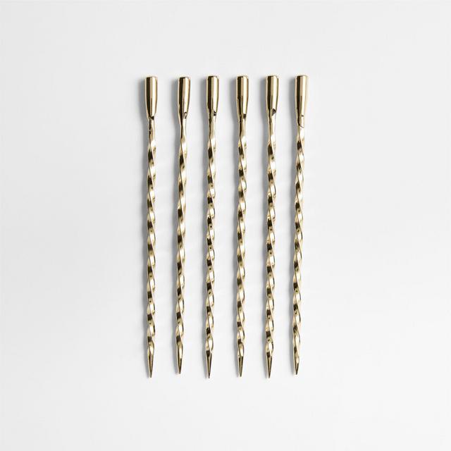 Brass Twisted Martini Picks, Set of 6