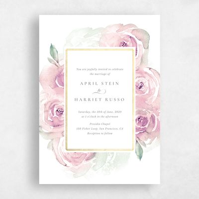 Pink Foil Wedding Invitation - Roana Portrait Foil