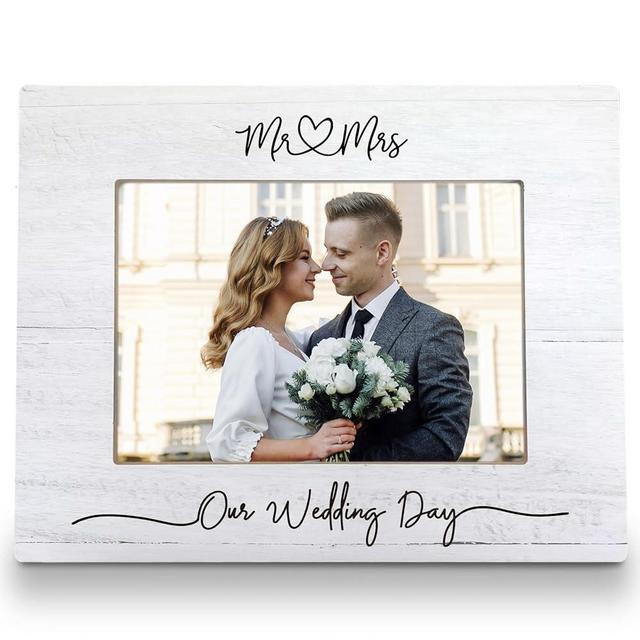 FLDAS Wedding Picture Frame 8x10, Engagement Picture Frame, Mr and Mrs Our Wedding Day Picture Frames for Couple, Engagement Gifts for Newly Engaged Couple, Engagement Wedding Photo Frame 5X7