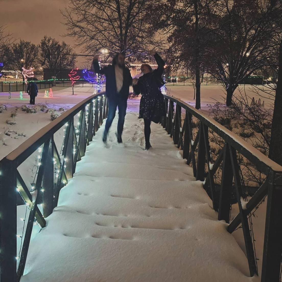 A bridge for engagement photos! The pair wanted to try their hand at an 80's freeze frame to signify their happily ever after.
