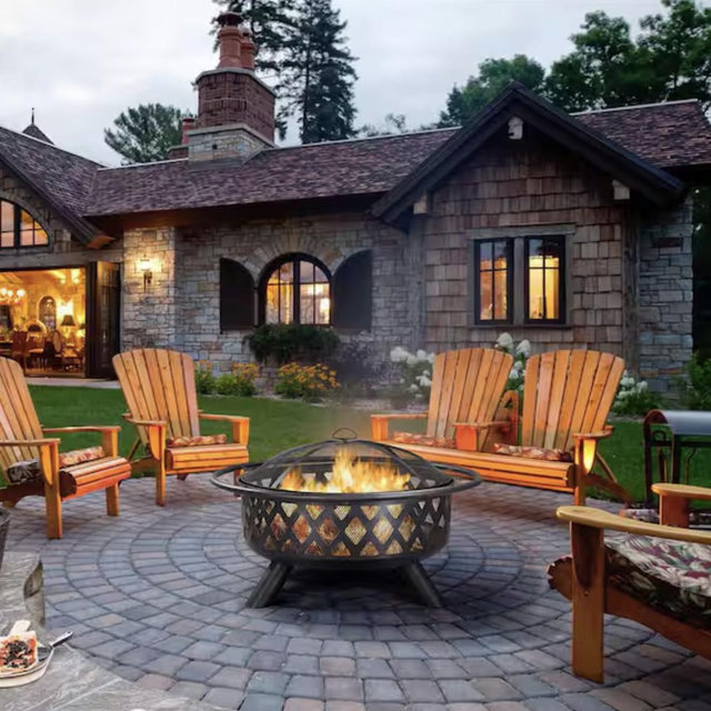 Yaheetech Outdoor Iron Fire Pit Wood Burning Heating for Bonfire Patio Backyard DYptuh0001