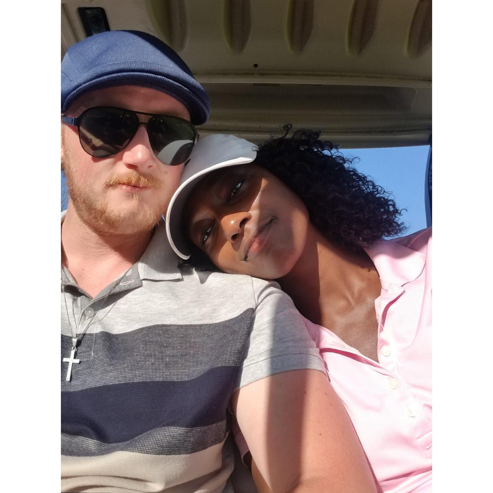 She doesn't golf, but she doesn't mind being my caddy.