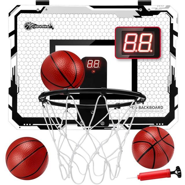 Hommtina Basketball Hoop Indoor Mini Basketball Hoop with 3 Balls, Indoor Basketball for Door Score Basketball Hoop for Kids and Adults