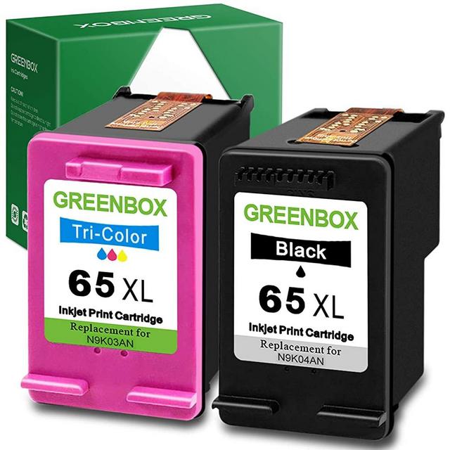 GREENBOX Remanufactured Ink Cartridge 65 Replacement for HP 65XL 65 XL N9K04AN for HP Envy 5055 5052 5058 DeskJet 3755 2655 3720 3721 3722 3723 3752 3730 3758 2652 2624 2622 (1 Black 1 Tri-Color)