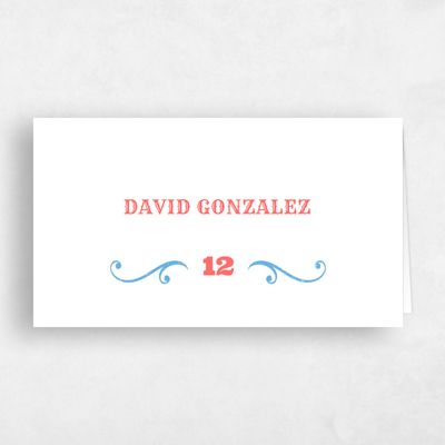 Coral, Pink Wedding Place Card - Festival