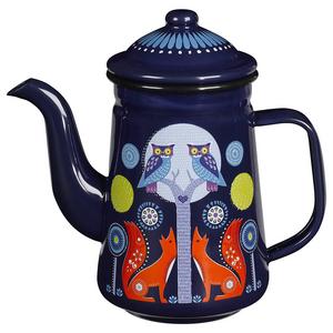 Wild and Wolf AGAM007 Folklore Enamel Coffee Pot, Night Design, Blue (33 Ounces)