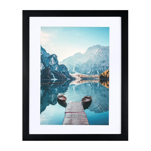 BOJIN 11x14 Picture Frames Black, Solid Wood Display Picture A4 with Mat or 11x14 Without Mat, Wall Hanging Decoration Photo Frame