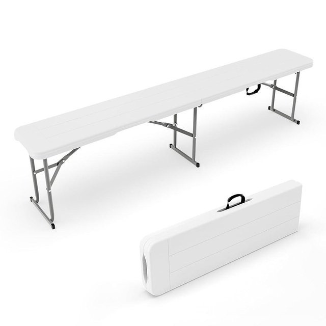 VINGLI 6 feet Plastic Folding Bench,Portable in/Outdoor Picnic Party Camping Dining Seat, Garden Soccer Multipurpose Entertaining Activities, Smooth HDPE Tabletop, 1 Pack, White