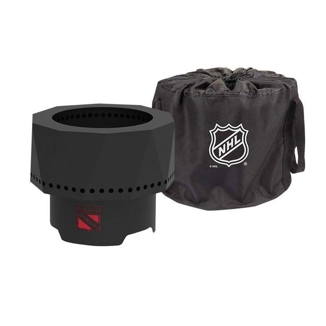 The Ridge NHL 15.7 in. x 12.5 in. Round Steel Wood Pellet Portable Fire Pit - New York Rangers