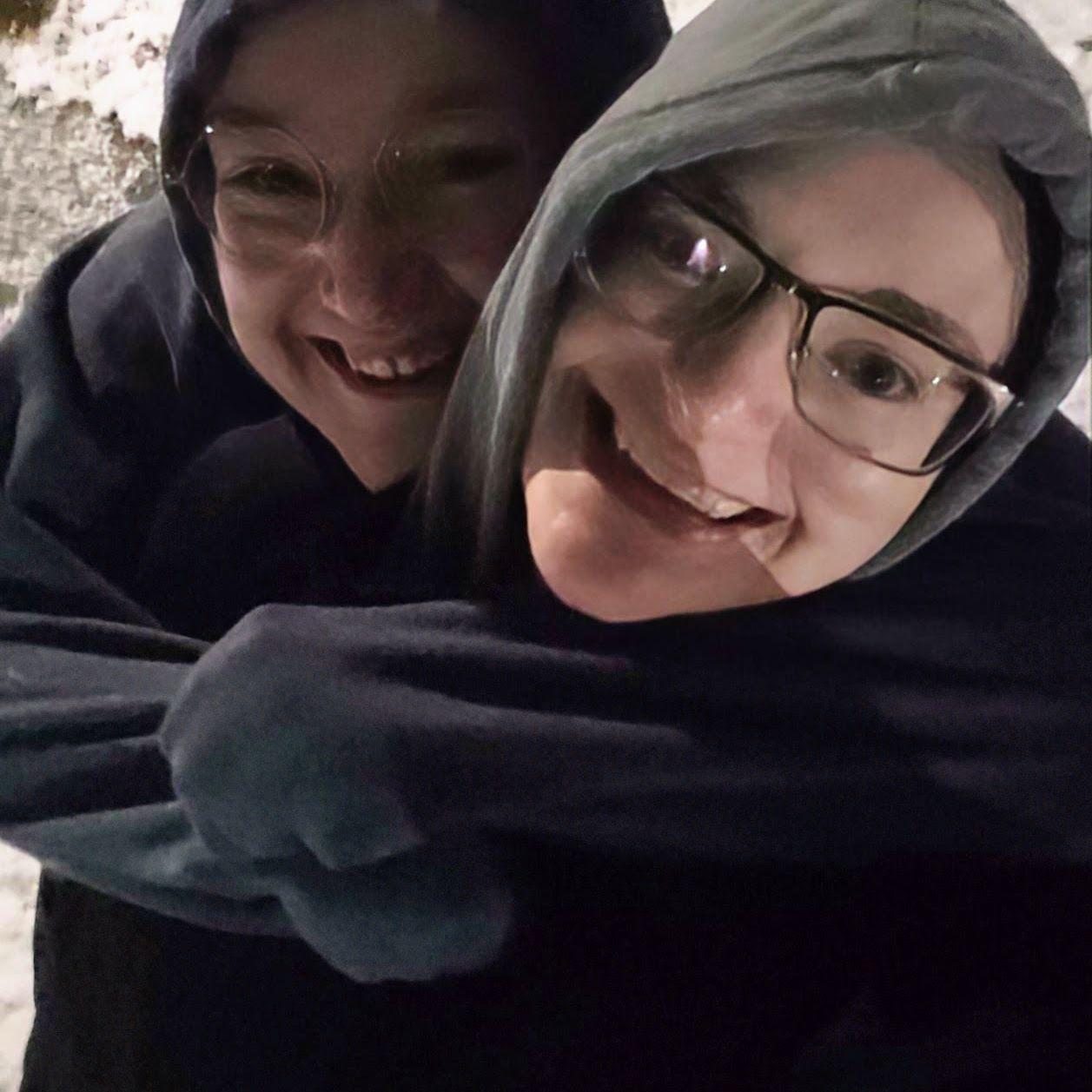One of our very first photos together, and our first snow.