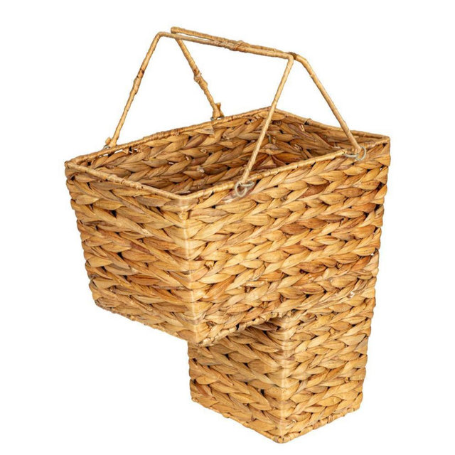 Household Essentials 15.94 in. H x 9.44 in. W x 14.96 in. D Natural Handwoven Water Hyacinth Cube Storage Basket HE1101