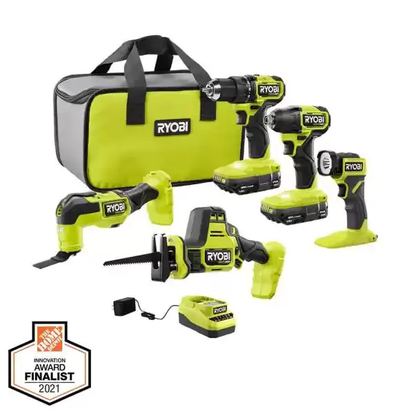 ONE+ HP 18V Brushless Cordless 5-Tool Combo Kit with (2) 1.5 Ah Batteries, Charger, and Bag