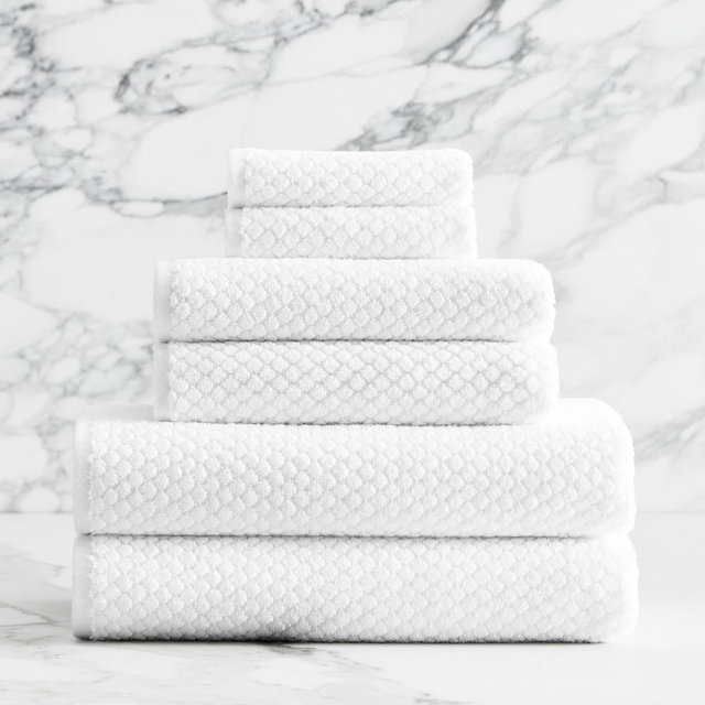 Textured Towel Collection, Set of 6, White