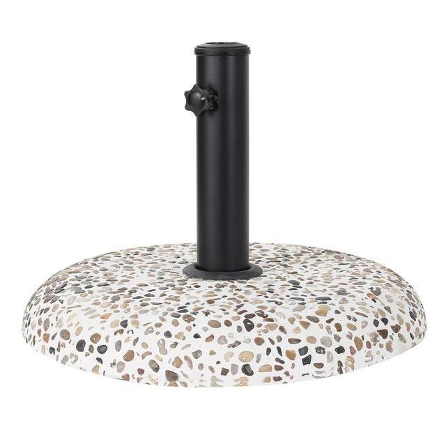 Sahara Round Concrete and Steel Umbrella Base - Colorful Stone and Black - Christopher Knight Home