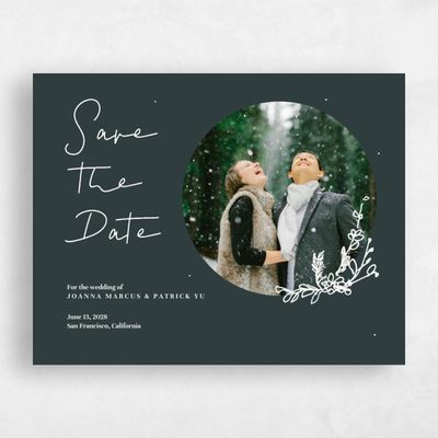 Darkest Teal, Green Wedding Save the Date - Hopewell Portrait