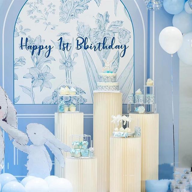 AHUAWA Cylinder Stands for Party 5Pcs Round Pedestal Stand Foldable Cardboard Columns Cylinder Tables for Parties Baby Shower Birthday Wedding Pillars Display Decoration