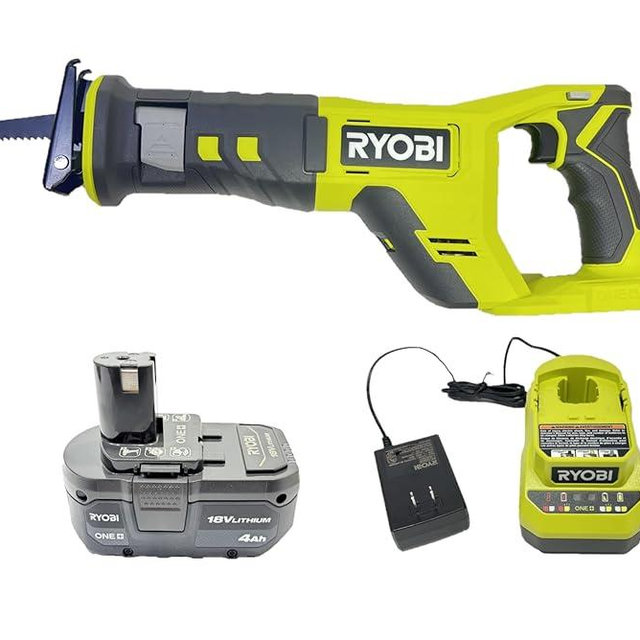 RYOBI ONE+ 18V Cordless Reciprocating Saw Kit with 4.0 Ah Battery and Charger