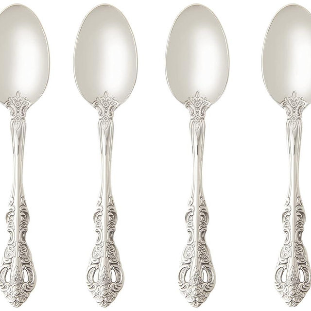 Oneida Michelangelo Fine Flatware Teaspoons, Set of 4 , 18/10 Stainless Steel, Silverware Set, Dishwasher Safe