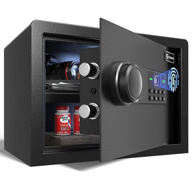 XDeer CS25 Biometric Safe Lock Box - 0.78 Cubic Feet Quick-Access Security Safe with Upgraded Fingerprint Scanner for Home, Office, and Kid