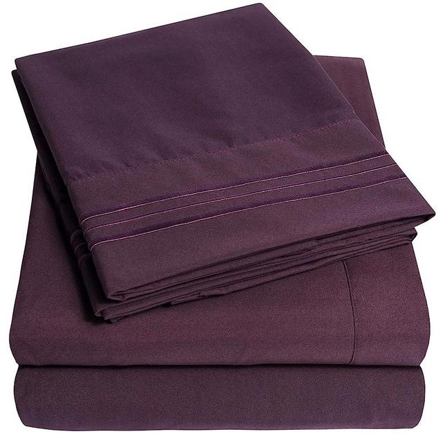 1500 Supreme Collection California King Sheet Sets Purple- Luxury Hotel Bed Sheets and Pillowcase Set for California King Mattress - Extra Soft, Elastic Corner Straps, Deep Pocket Sheets Purple