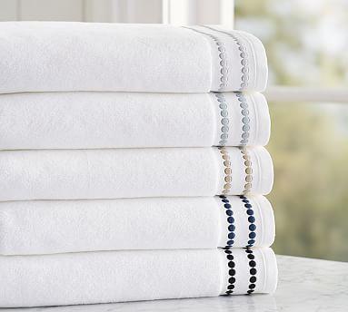 Pearl Embroidered Organic HAND Towels - TWILIGHT BLUE