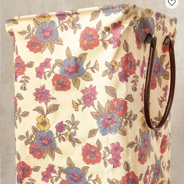 Rolling Laundry Hamper - Cream Enchanted Wildflowers