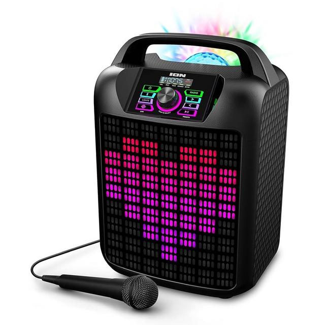 ION Party Rocker Max Portable Bluetooth Party Speaker with Karaoke Microphone Lights and Radio for Birthday, Pool Party, BBQ – Powerful, 120W,black
