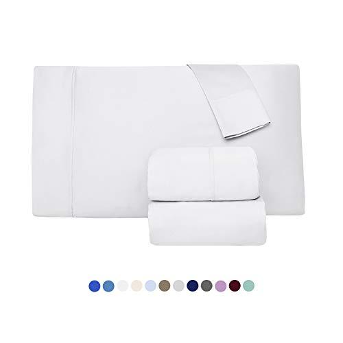 1000 Thread Count 100% Long Staple Egyptian Pure Cotton – Sateen Weave, Set of 2 Queen Silky Soft & Smooth White Pillow Cases