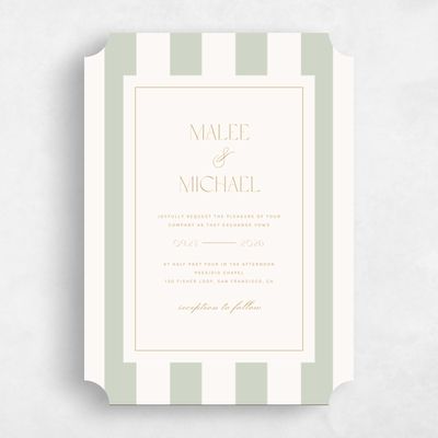 Green Ticket Wedding Invitation - Cancun Portrait