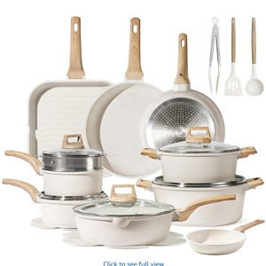 CAROTE Pots and Pans Set Nonstick, Cookware Set Induction Kitchen Cooking Set 26cs w/Frying Pans & Saucepans& Grill Pan