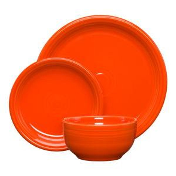 Bistro Coupe 3-Piece Place Setting, Service for 1 - Poppy