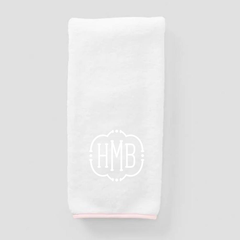 Signature Hand Towels (pair), light pink on white