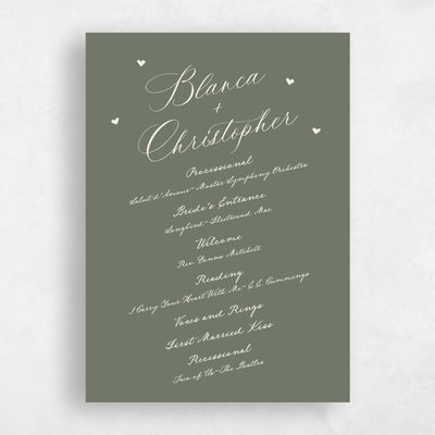 Dark Sage, Green Wedding Program - Estate