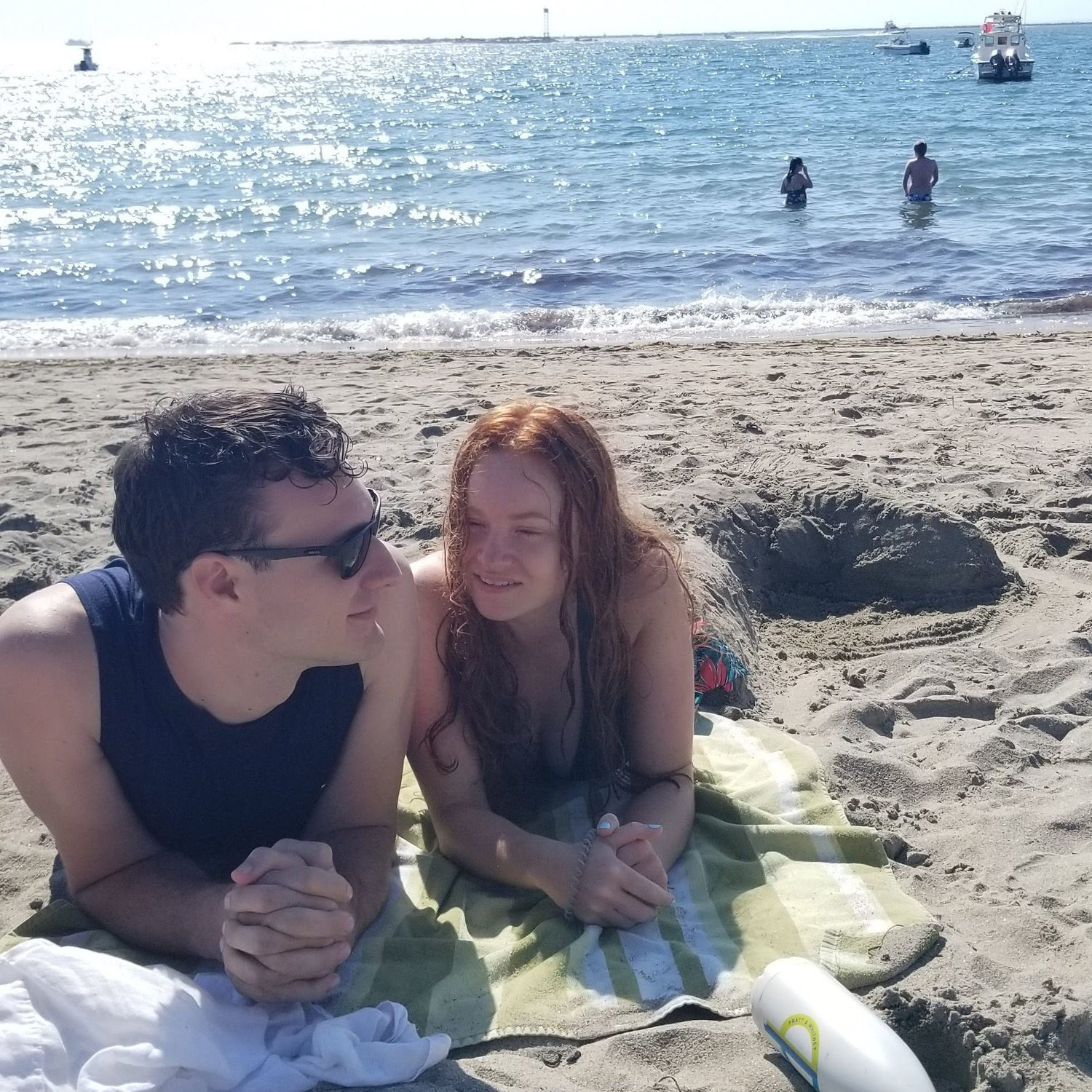 Brian made Chelsea a mermaid tail with sand in RI