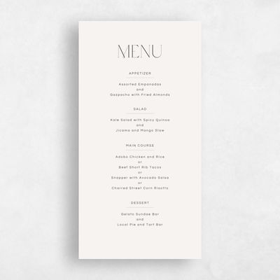 Beige Typography Wedding Menu - Nash