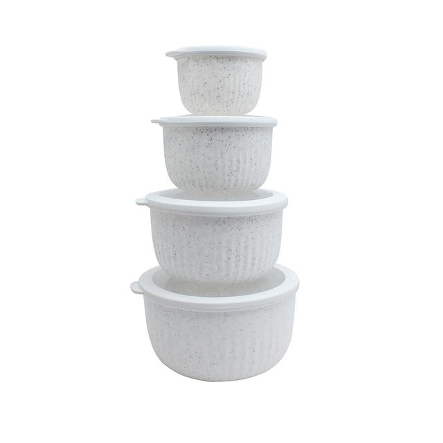 COOK WITH COLOR Prep Bowls with Lids- 8 Piece Nesting Plastic Small Mixing Bowl Set with Lids (Speckled White)